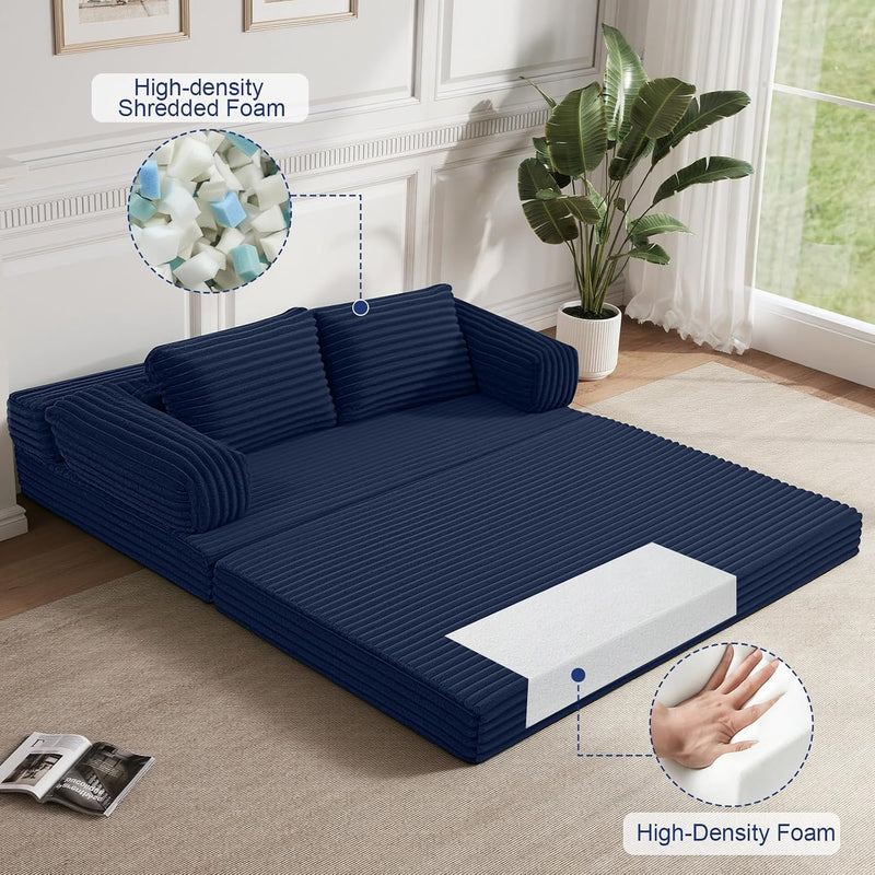 Convertible Sofa Bed Corduroy Floor Boneless Couch