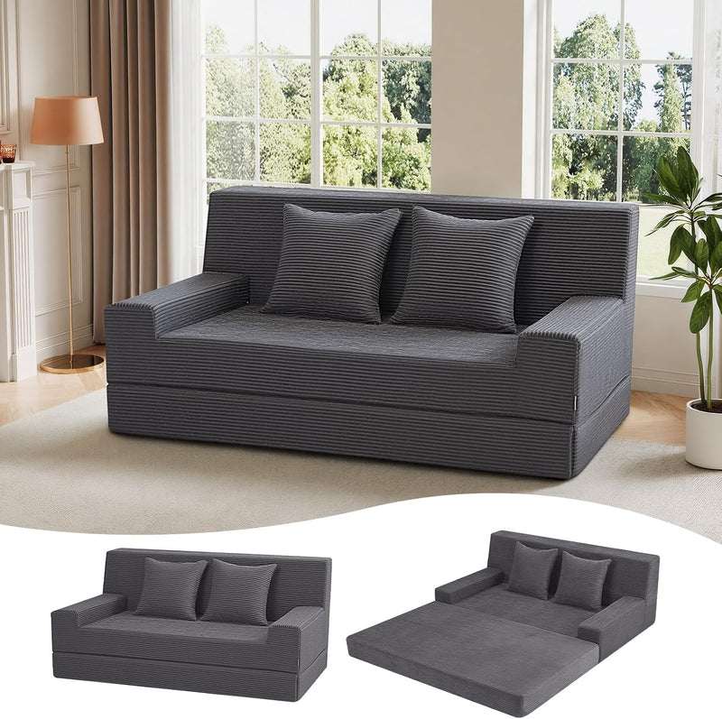 Convertible Sofa Bed Corduroy Floor Boneless Couch
