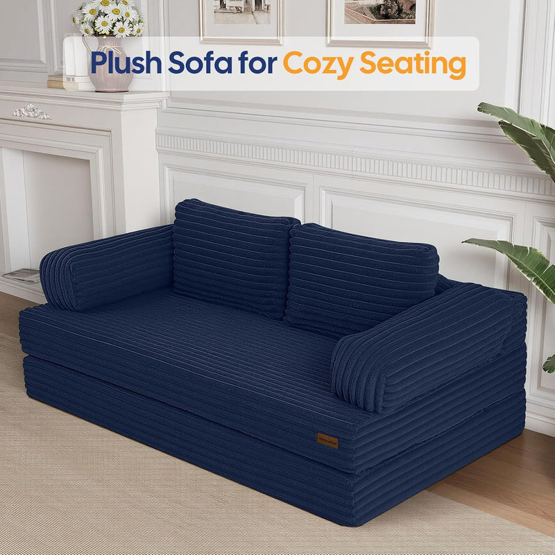 Convertible Sofa Bed Corduroy Floor Boneless Couch