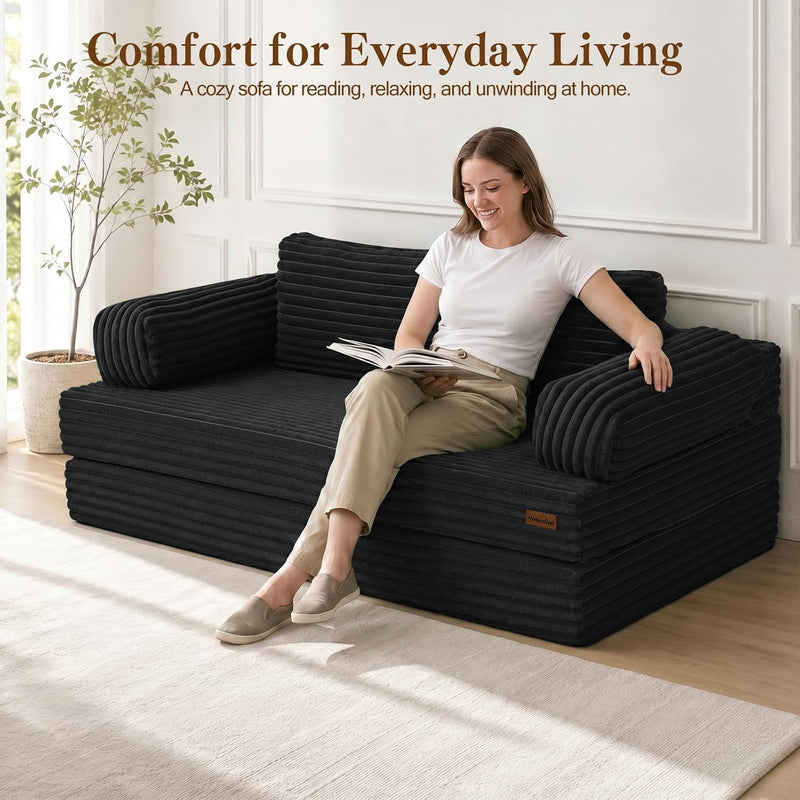 Convertible Sofa Bed Corduroy Floor Boneless Couch