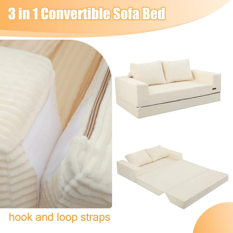 Convertible Sofa Bed Corduroy Folding Floor Couch