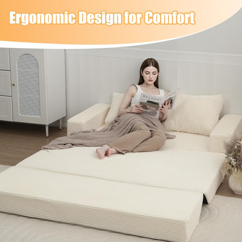 Convertible Sofa Bed Corduroy Folding Floor Couch