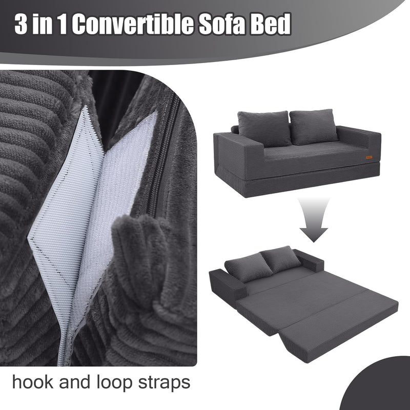 Convertible Sofa Bed Corduroy Folding Floor Couch