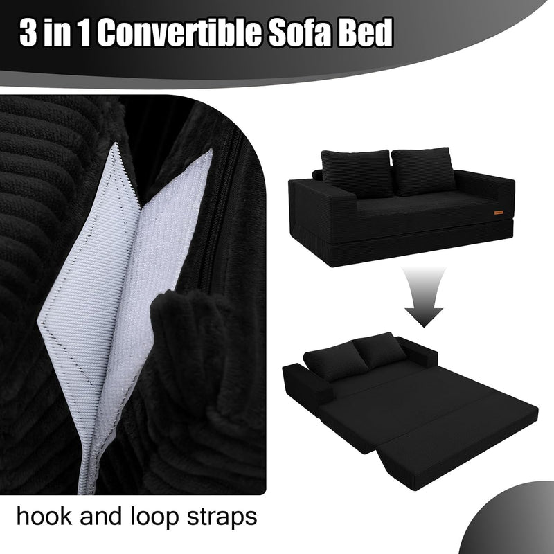 Convertible Sofa Bed Corduroy Folding Floor Couch