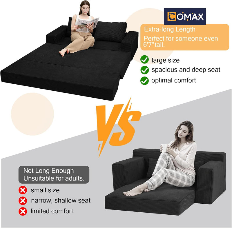 Convertible Sofa Bed Corduroy Folding Floor Couch