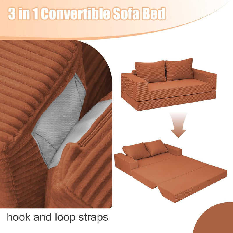 Convertible Sofa Bed Corduroy Folding Floor Couch