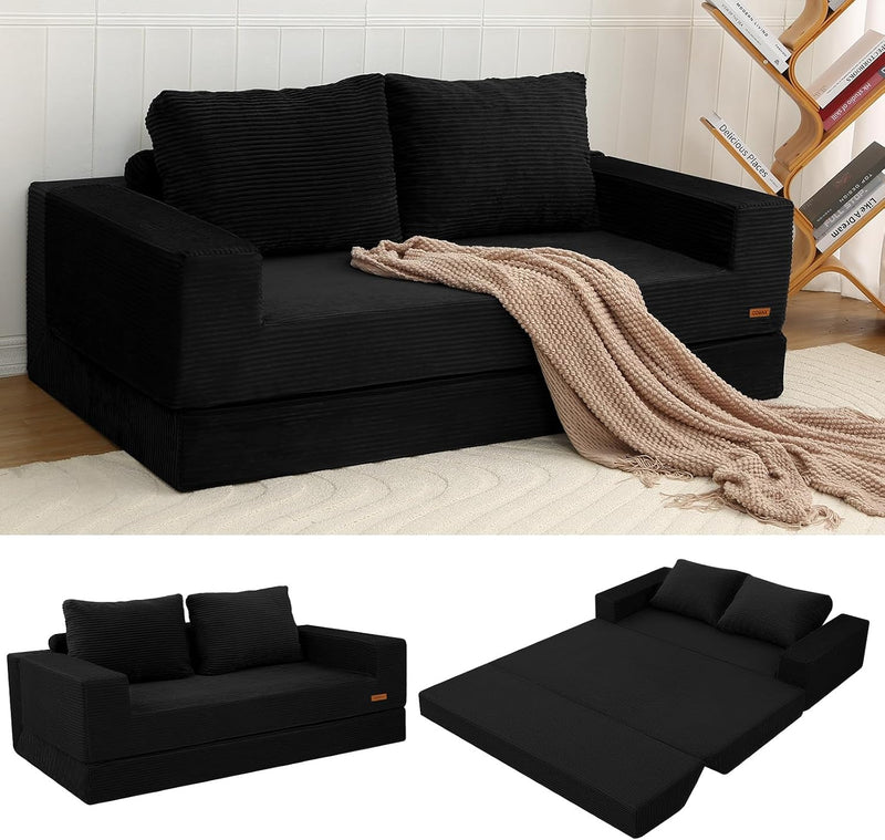 Convertible Sofa Bed Corduroy Folding Floor Couch
