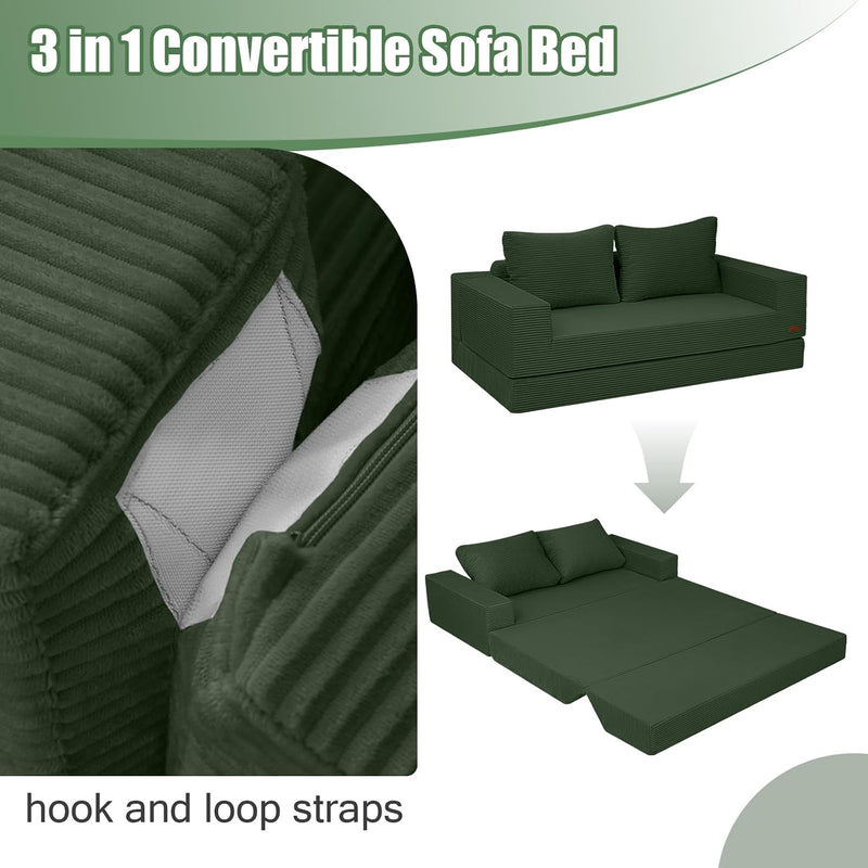 Convertible Sofa Bed Corduroy Folding Floor Couch