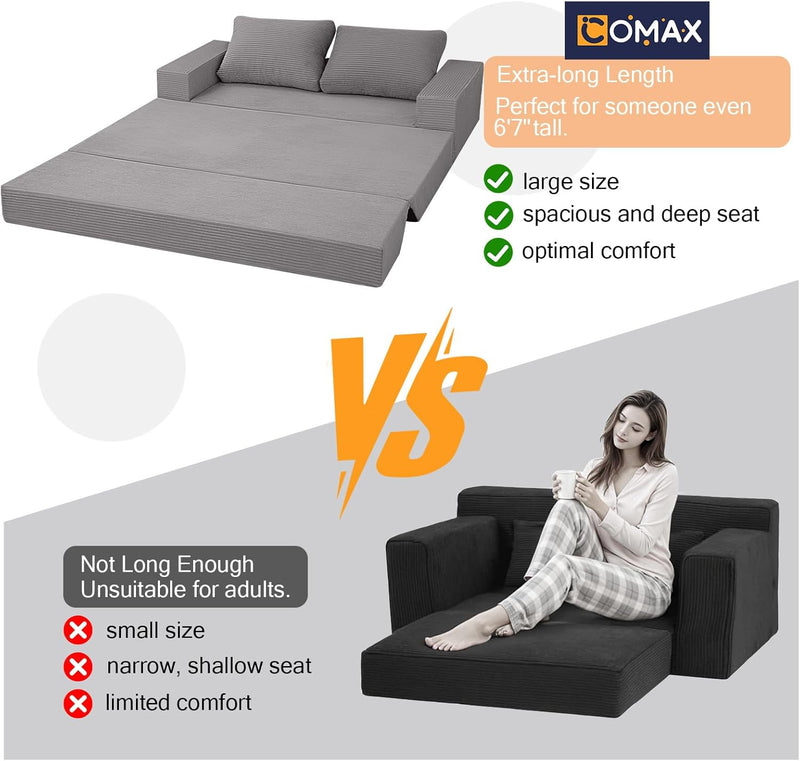 Convertible Sofa Bed Corduroy Folding Floor Couch