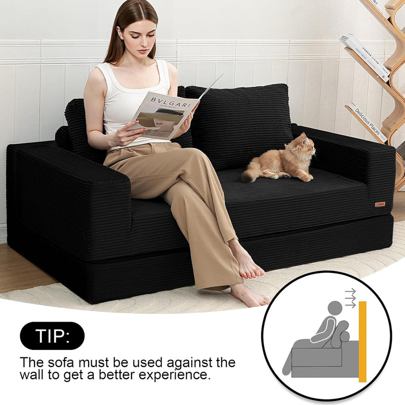 Convertible Sofa Bed Corduroy Folding Floor Couch