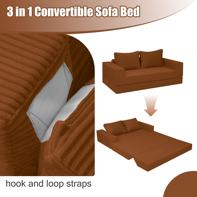 Convertible Sofa Bed Corduroy Folding Floor Couch