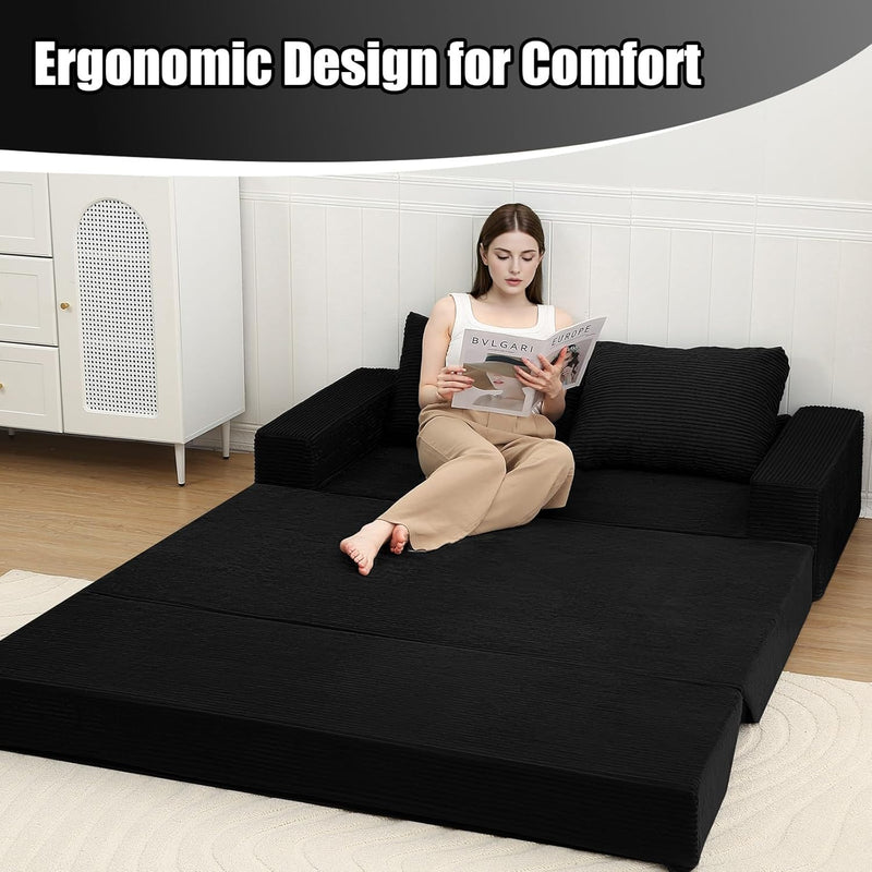 Convertible Sofa Bed Corduroy Folding Floor Couch