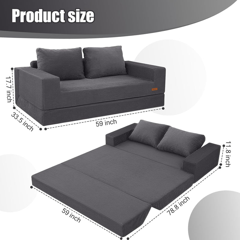 Convertible Sofa Bed Corduroy Folding Floor Couch