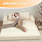Convertible Sofa Bed Corduroy Folding Floor Couch