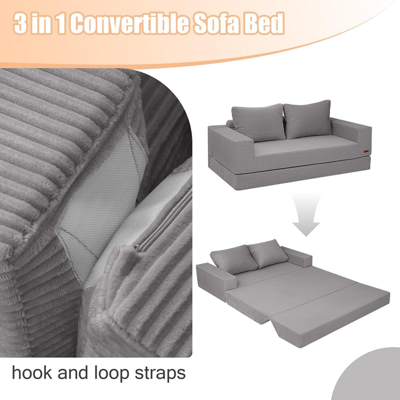 Convertible Sofa Bed Corduroy Folding Floor Couch