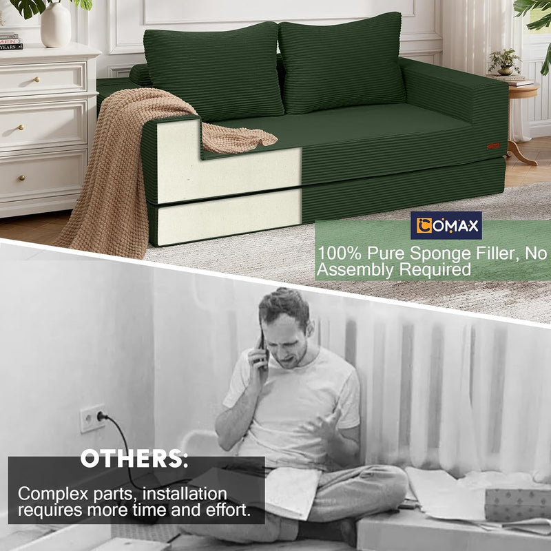 Convertible Sofa Bed Corduroy Folding Floor Couch