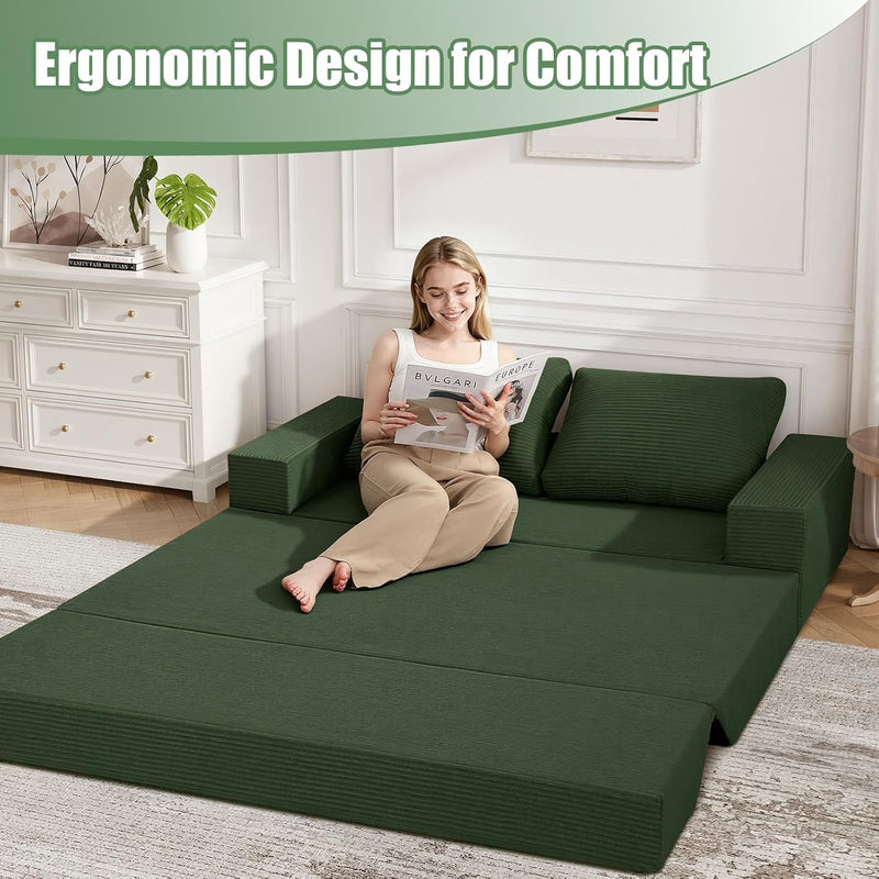 Convertible Sofa Bed Corduroy Folding Floor Couch