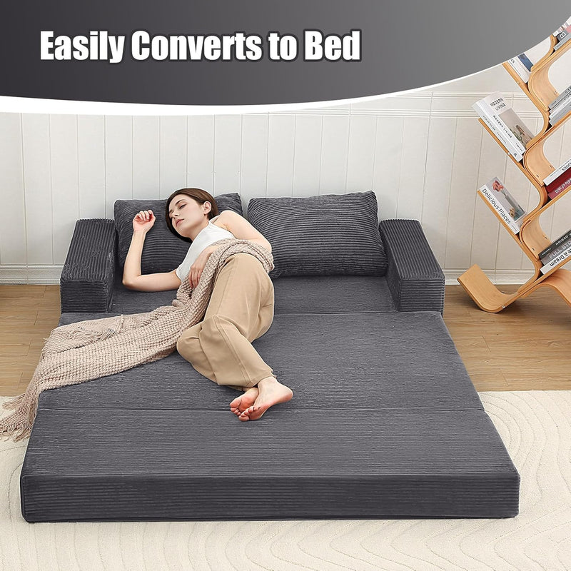 Convertible Sofa Bed Corduroy Folding Floor Couch