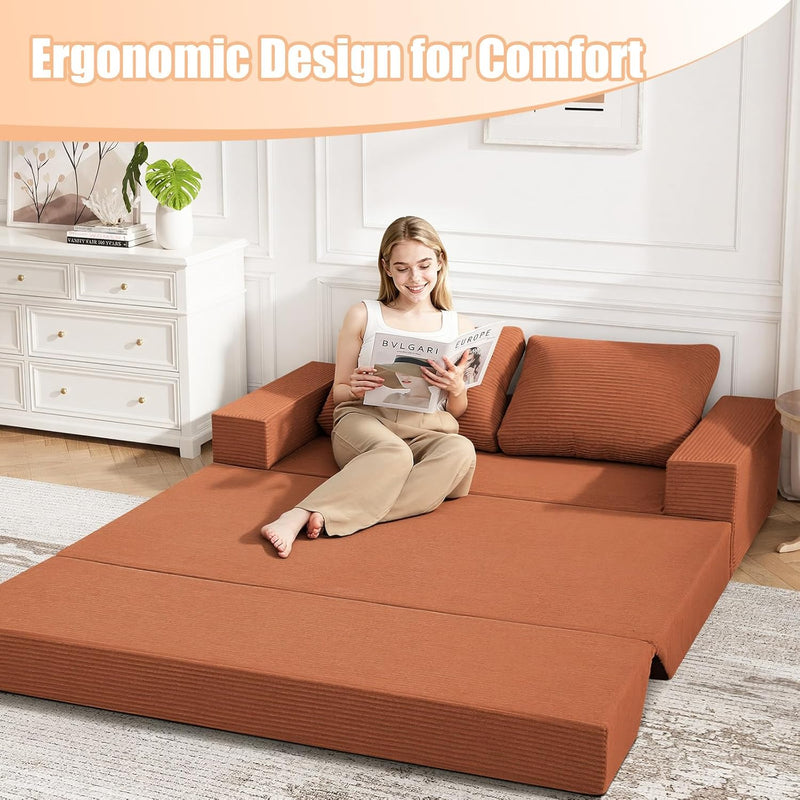 Convertible Sofa Bed Corduroy Folding Floor Couch