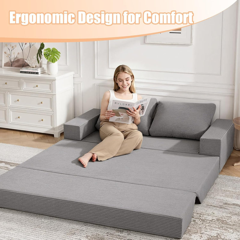 Convertible Sofa Bed Corduroy Folding Floor Couch