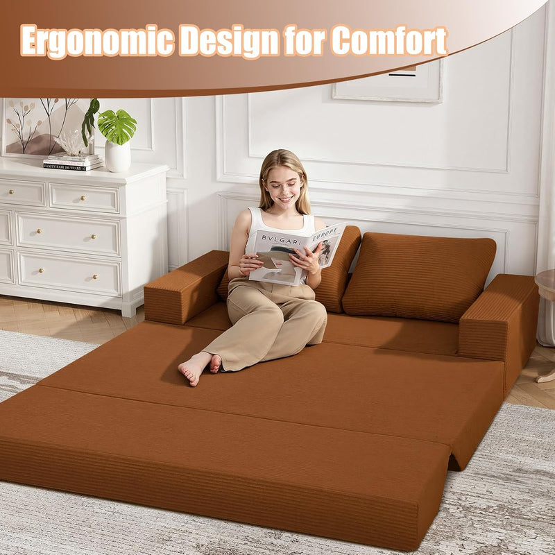 Convertible Sofa Bed Corduroy Folding Floor Couch