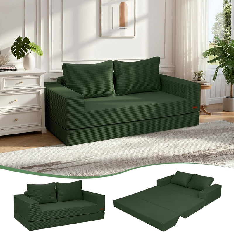 Convertible Sofa Bed Corduroy Folding Floor Couch