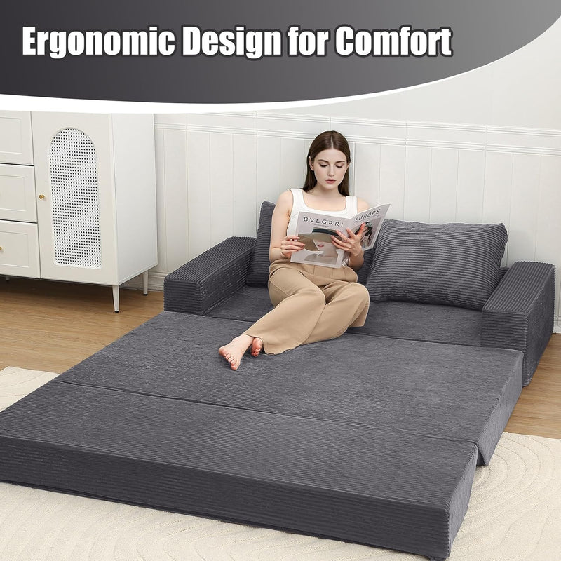 Convertible Sofa Bed Corduroy Folding Floor Couch