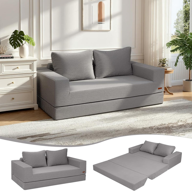 Convertible Sofa Bed Corduroy Folding Floor Couch