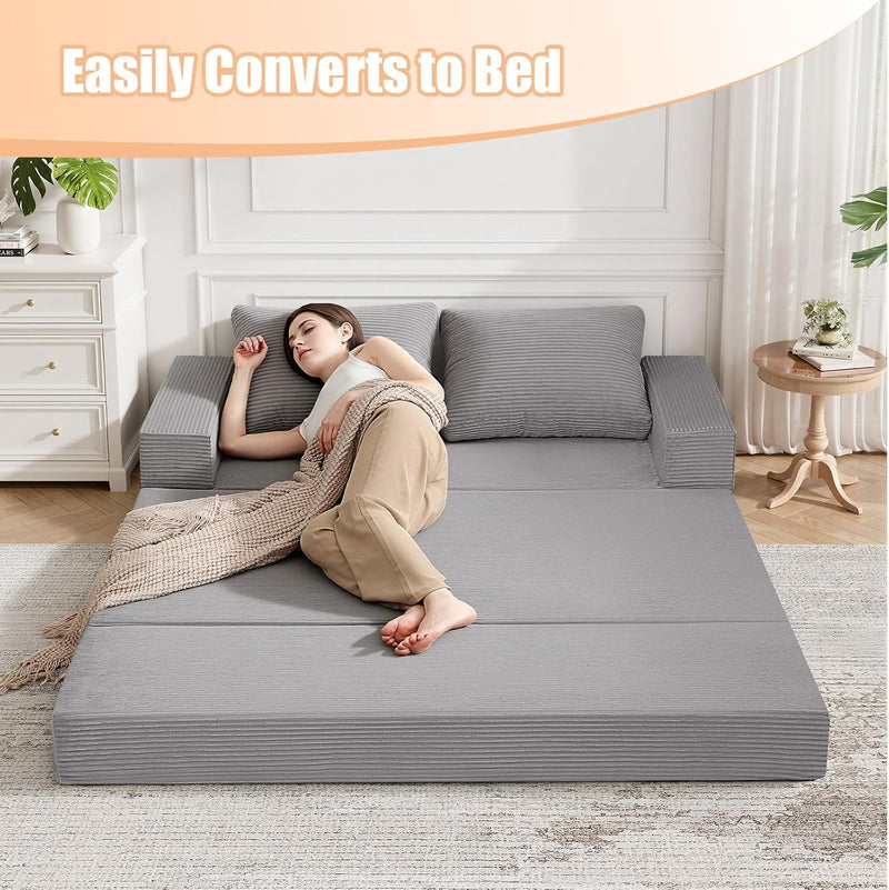 Convertible Sofa Bed Corduroy Folding Floor Couch