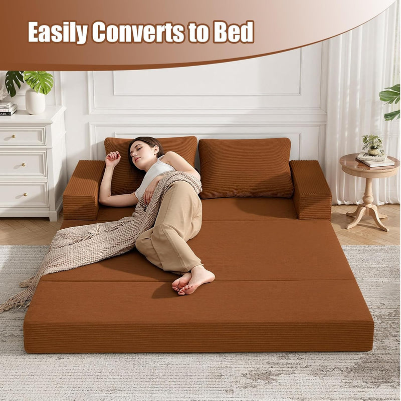 Convertible Sofa Bed Corduroy Folding Floor Couch