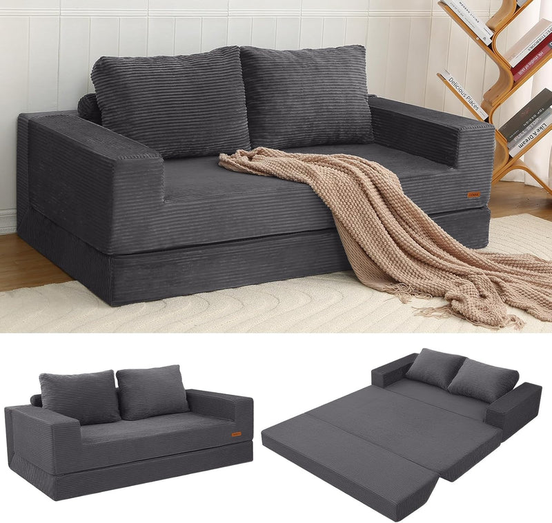 Convertible Sofa Bed Corduroy Folding Floor Couch