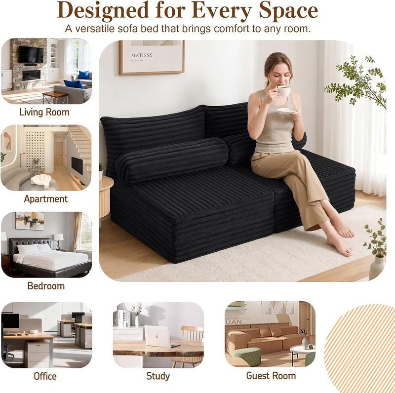Convertible Sofa Bed Split Floor Boneless Couch