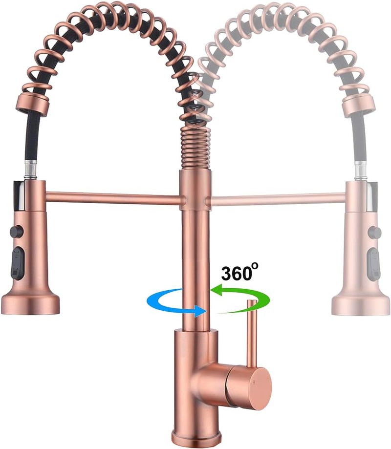 Copper Kitchen Tap Pull Down Sprayer Swivel Mixer