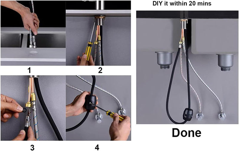 Copper Kitchen Tap Pull Down Sprayer Swivel Mixer