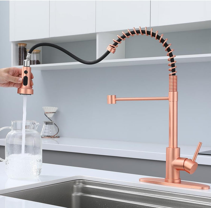 Copper Kitchen Tap Pull Down Sprayer Swivel Mixer