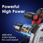 Cordless Laser Circular Saw with Electric Brake 4000RPM