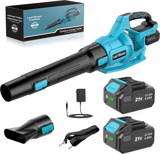 Cordless Leaf Blower 2 Batteries 4.0ah Garden 21V