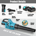 Cordless Leaf Blower 2 Batteries 4.0ah Garden 21V