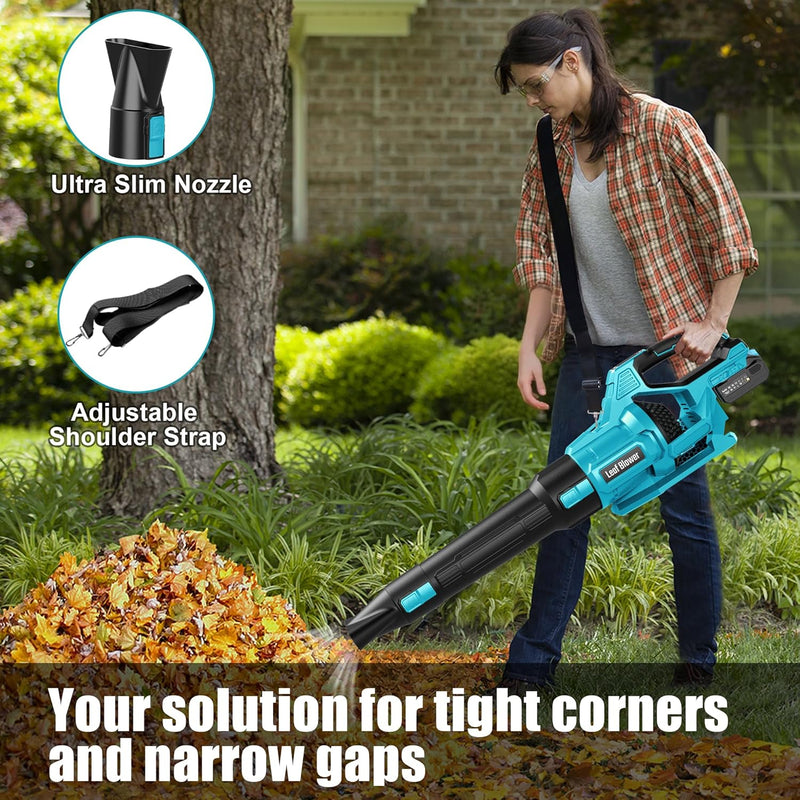 Cordless Leaf Blower 2 Batteries 4.0ah Garden 21V