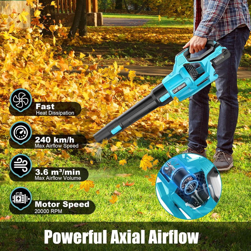 Cordless Leaf Blower 2 Batteries 4.0ah Garden 21V