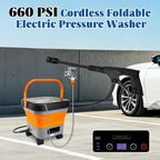 Cordless Pressure Washer with Foldable 3.4gal Tank 660PSI