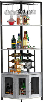 Corner Bar Cabinet with Glass Holder 4 Tier