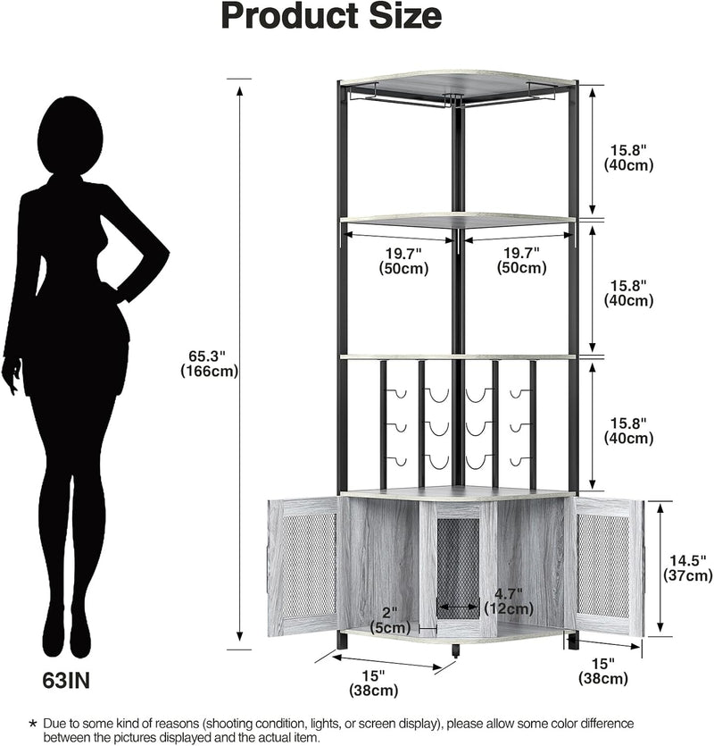 Corner Bar Cabinet with Glass Holder 4 Tier