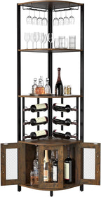 Corner Bar Cabinet with Glass Holder 4 Tier