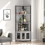 Corner Bar Cabinet with Glass Holder 4 Tier