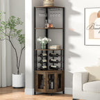 Corner Bar Cabinet with Glass Holder 4 Tier