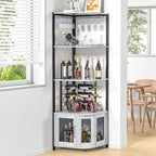 Corner Bar Cabinet with Glass Holder 4 Tier