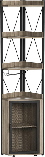 Corner Bar Cabinet with Glass Holder 4-Tier Liqueur