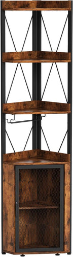 Corner Bar Cabinet with Glass Holder 4-Tier Liqueur