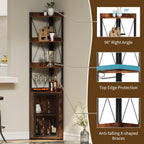Corner Bar Cabinet with Glass Holder 4-Tier Liqueur